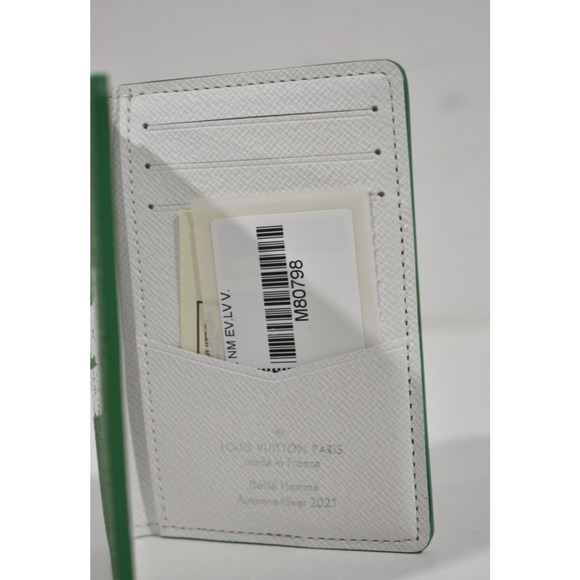 Louis Vuitton Exclamation Mark Green White Monogram Logo Pocket Organizer Wallet - Picture 11 of 11